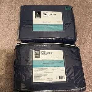 Two Sets of Navy Microfiber Sheet Set - Twin XL
